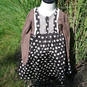 JEAN BOURGET Girls Brown Polka Dot Dress Size 4 Yrs